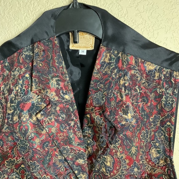 WAH MAKER Mens Medium Vintage Frontier Paisley Western Vest Collard Pockets - Picture 4 of 8